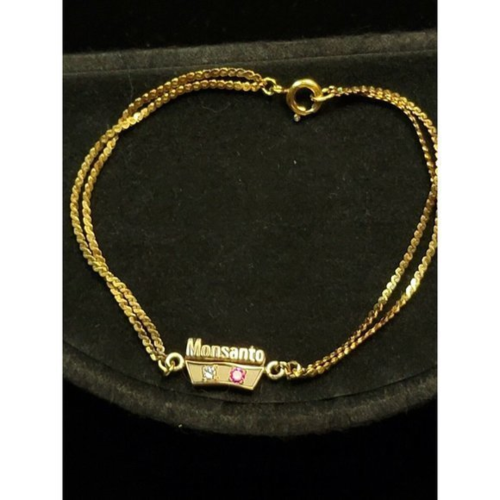 Rare Monsanto Employee 10kt Yellow Gold‎ Ruby Diamond Bracelet